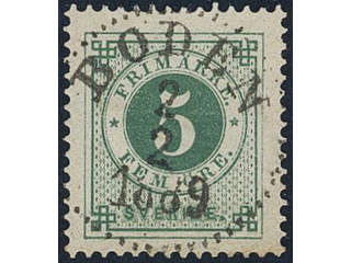 Sweden, Sverige, Sverige, Sverige. Facit 43d used, 5 öre dark green on yellowish paper. …