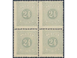 Sweden. Postage due Facit L7 ★ , 24 öre grey, perf 14. Block of four. Somewhat colour …