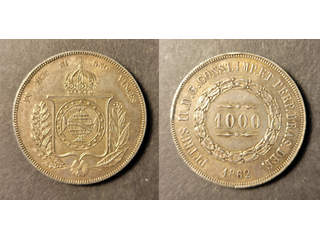 Brazil Pedro II (1831-1889) 1000 reis 1862, AU