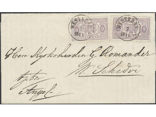 Sweden. Official Facit Tj4 , 2x6 öre violet, perf 14 on beautiful cover cancelled …