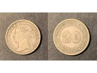 Straits Settlements Queen Victoria (1837-1901) 20 cents 1897 H, XF