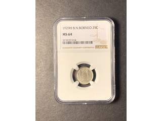 Brittiska Nordborneo 25 cents 1929 H, UNC, NGC MS64