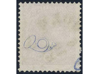 Sweden. Facit 45v4 used, 1886 Oscar II with posthorn on back 10 öre red, part of the …
