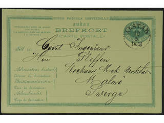 Sweden. Postal stationery, double postcard Facit bKd4 , Reply card 15+15 öre, with …