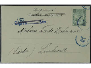 Sweden. Facit 62. Incoming stamped mail. Madagascar. 1903 Traveler's Tree and Lemur 5 c …
