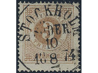 Sweden, Sverige, Sverige, Sverige. Facit 17g used, 3 öre dull orange-brown. EXCELLENT …