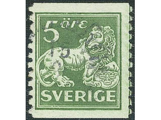 Sweden. Facit 143AaBz used , 5 öre yellowish green vertical perf 9 type II with small …