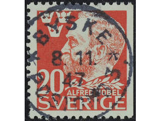 Sweden. Facit 372B used , 1946 Alfred Nobel 20 öre red. EXCELLENT cancellation BYSKE …