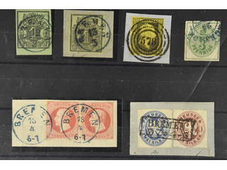 Germany Hanover. Lot used on stock card. Beautiful assemble of six stamps incl. one cut …