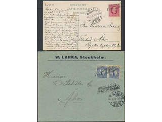 Sweden. Facit 54, 85. FINLAND. Finnish double line cancellation ULKOMAALTA FRÅN UTLANDET …