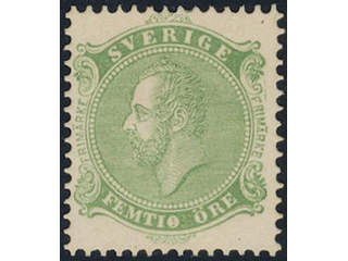 Sweden, C A Nymans proposal stamp FEMTO öre in yellow green colour …