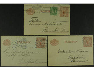 Sweden. Postal stationery, letter card Facit kB17 , Letter card 15 öre, three used …