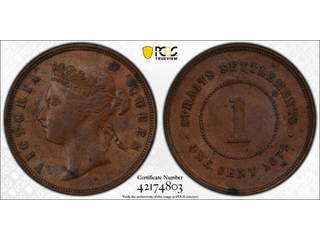 Straits Settlements Queen Victoria (1837-1901) 1 cent 1872 H, VF, PCGS VF35