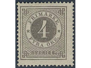 Sweden. Facit 18a ★, 4 öre dark grey. SEK 4200