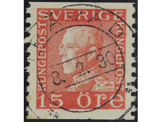 Sweden. Facit 177A used , 15 öre red, type II vertical perf. EXCELLENT cancellation …