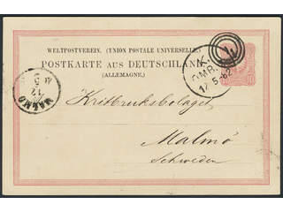 Germany Reich. Postal stationeryPostcard 10 pf sent to Sweden. Only cancelled with …