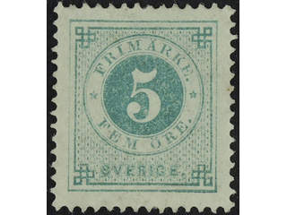 Sweden. Facit 30 ★ , 5 öre green. A few slightly worn perfs. SEK 1200
