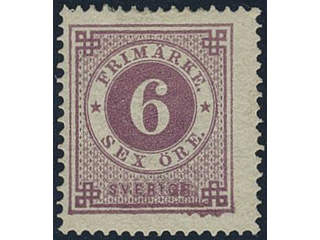 Sweden. Facit 20k ★, 6 öre red-lilac. Certificate HOW 3, 3, 4 (1999). SEK 3500