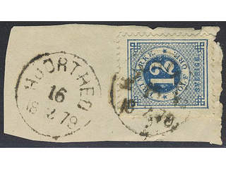Sweden. Facit 32, H county. HJORTHED 16.2.1879. Cut piece. Postal: 350:-
