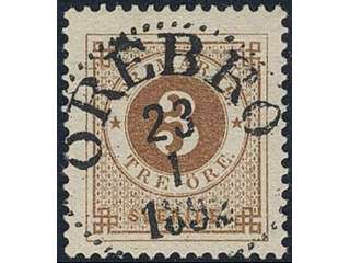 Sweden, Sverige, Sverige, Sverige. Facit 41c used, 3 öre dark orange-brown. Superb …