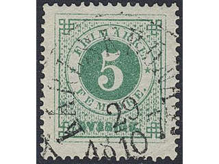 Sweden. Facit 19b used , 5 öre light bluish green on white paper. Superb cancellation …