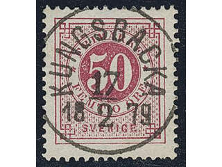 Sweden. Facit 36 used , 50 öre red. EXCELLENT cancellation KUNGSBACKA 17.2.1879. A few …
