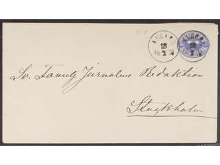Sweden. Postal stationery, Stamped envelope, Facit Fk1IIIf, Stamped envelope 12 öre type …