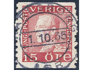 Sweden. Facit 177Ab used , 15 öre dull red, clear print, type II vertical perf. …