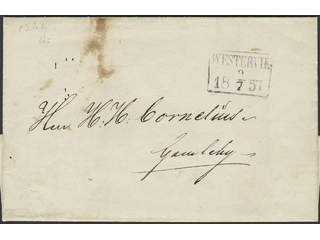 Sweden. H county. WESTERVIK 8.7.1857, rectangular postmark. type 2, fresh cancellation, …
