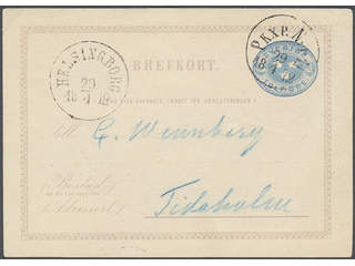 Sweden. Postal stationery, Single postcard, Facit bKe1, Postcard 12 öre sent from PKXP …