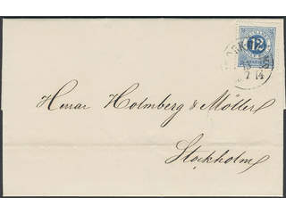 Sweden. Facit 21h cover , 12 öre clear blue on yellowish paper on ship letter dated in …