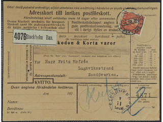 Sweden. Facit 194 cover , 115 öre on address card for cash on delivery parcel sent from …