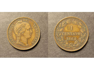 Venezuela 1 centavo 1863, VF-XF