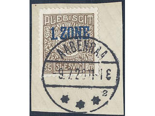 Denmark Schleswig. Facit 22b used , 1920 Overprint on Lion and Landscape 35 øre brown …
