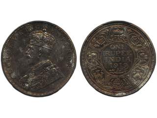 Coins, India. George V (1910-1936), KM 524, 1 rupee 1919. Calcutta mint. Nicely toned …