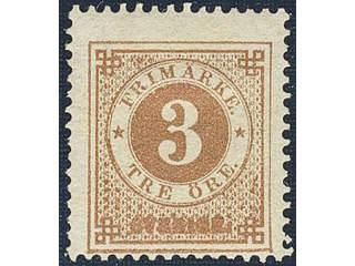 Sweden. Facit 28d ★ , 3 öre yellow-brown. SEK 1100