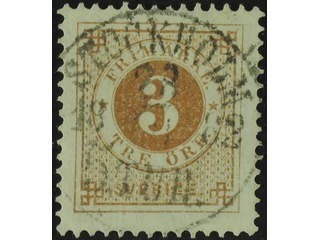 Sweden. Facit 28e used , 3 öre orange-brown, clean distinct print. EXCELLENT …