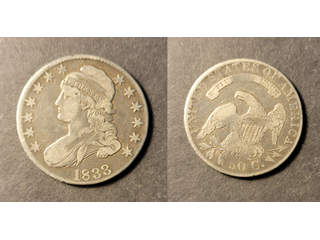 USA 50 cents 1833, VF något rengjord