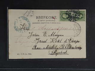 Sweden. Facit 52 cover , 2x5 öre on postcard sent from STOCKHOLM 26.6.03 to Russia, with …