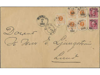 Sweden. Facit 40, 54 on cover, 5×2 + 2×10 öre on cover (somewhat folded in on the …