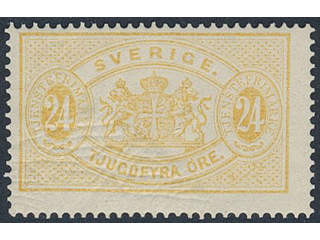 Sweden. Official Facit Tj20 ★★, 24 öre yellow, perf 13. Fine and fresh copy. SEK 1300