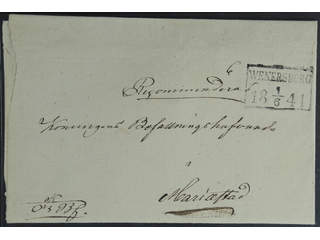 Sweden. P county. WENERSBORG 1.6.1841, rectangular postmark. Type 2 on beautiful …