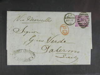 Britain. Michel 30 cover , 1869 Queen Victoria 6 d lilac, without hyphen, watermark …