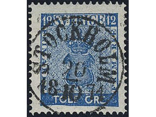 Sweden. Facit 9c3 used , 12 öre blue, perforation of 1865. EXCELLENT cancellation …