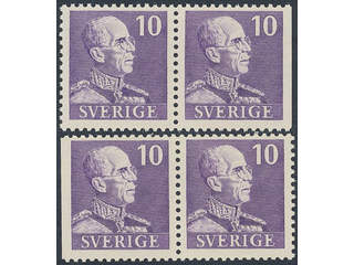 Sweden. Facit 269BC/CB ★★, 1939 Gustaf V small numerals 10 öre pair 3+4 and 4+3. SEK 2200