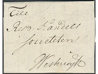 Sweden. Prephilately. Letter dated "Stockholm d. 30 may 1749" sent to Westervik.