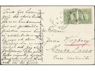 Sweden. Facit 79 on cover, 2x5 öre on postcard sent from GRILLBY 2.7.1913 to Monaco. …