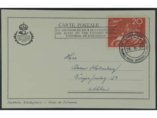 Sweden. Facit 214 cover , 20 öre on postcard cancelled STOCKHOLM 28.8.24. SEK 600