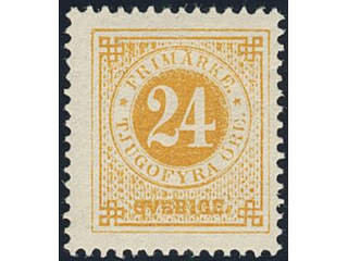 Sweden. Facit 34j ★, 24 öre orange-yellow on calendered paper.
