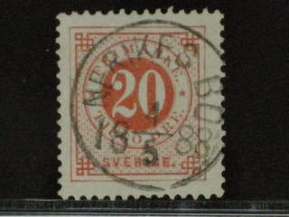 Sweden. Facit 46 used, 20 öre röd. LYX-stämplat NERIKES BO 4.5.1888.
